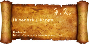 Humenszky Kinga névjegykártya